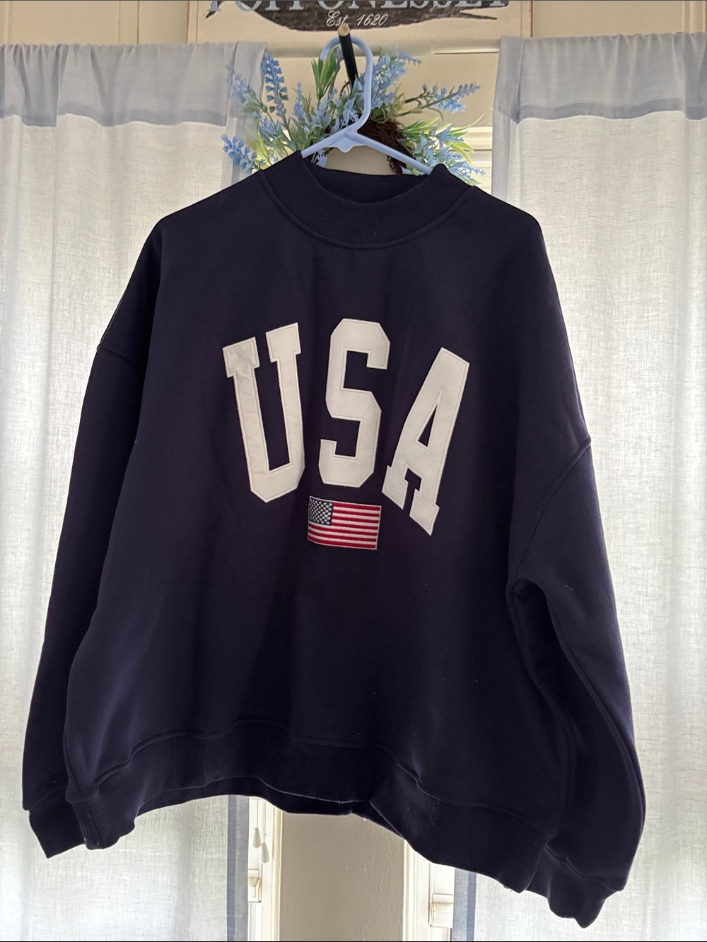 Altar'd State Navy USA Graphic Crewneck Sweatshirt